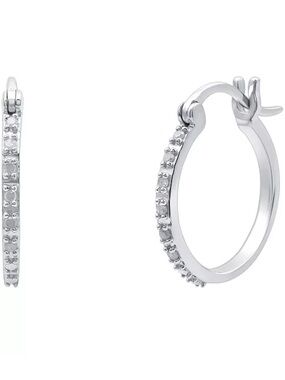 Diamond Hoop Earrings (1/10 ct. t.w.) in Sterling Silver